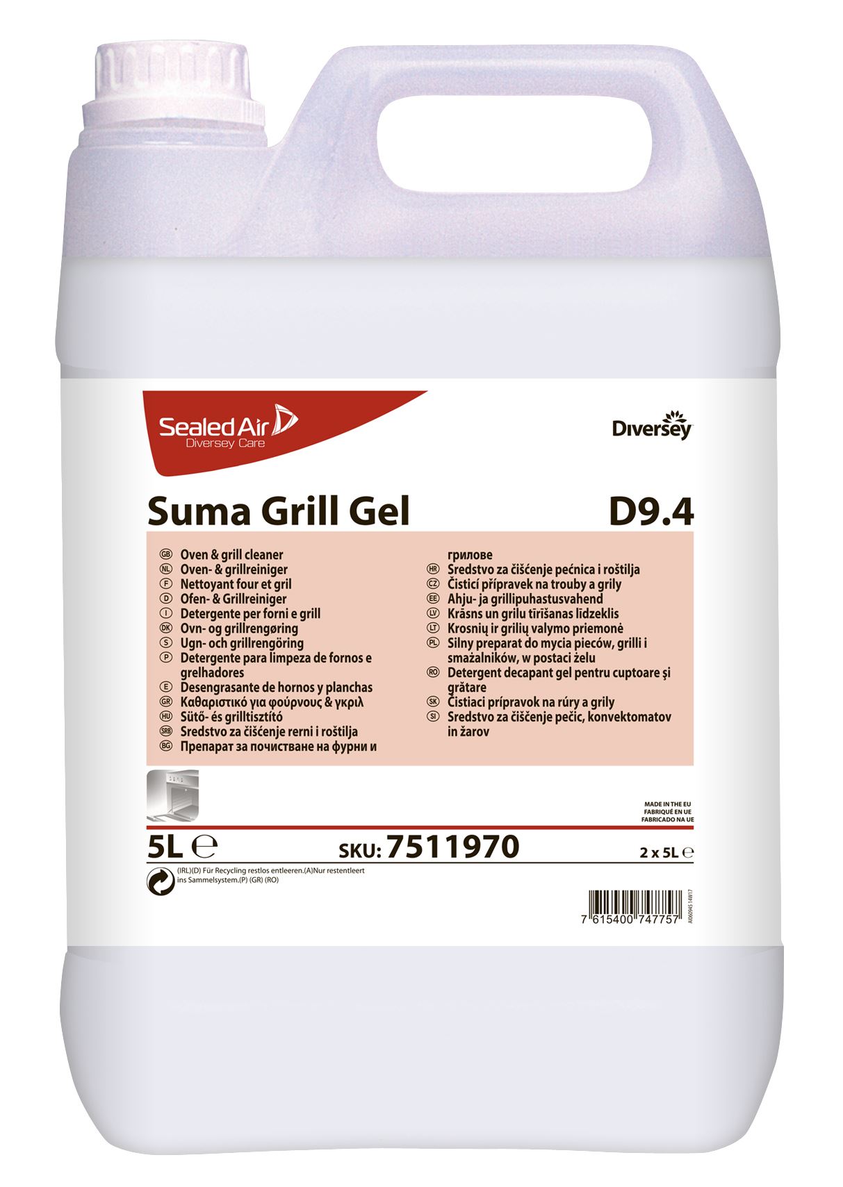 Suma Grill D9 3x2x0.75L - Nettoyant puissant pour four et gril, hautement  alcalin