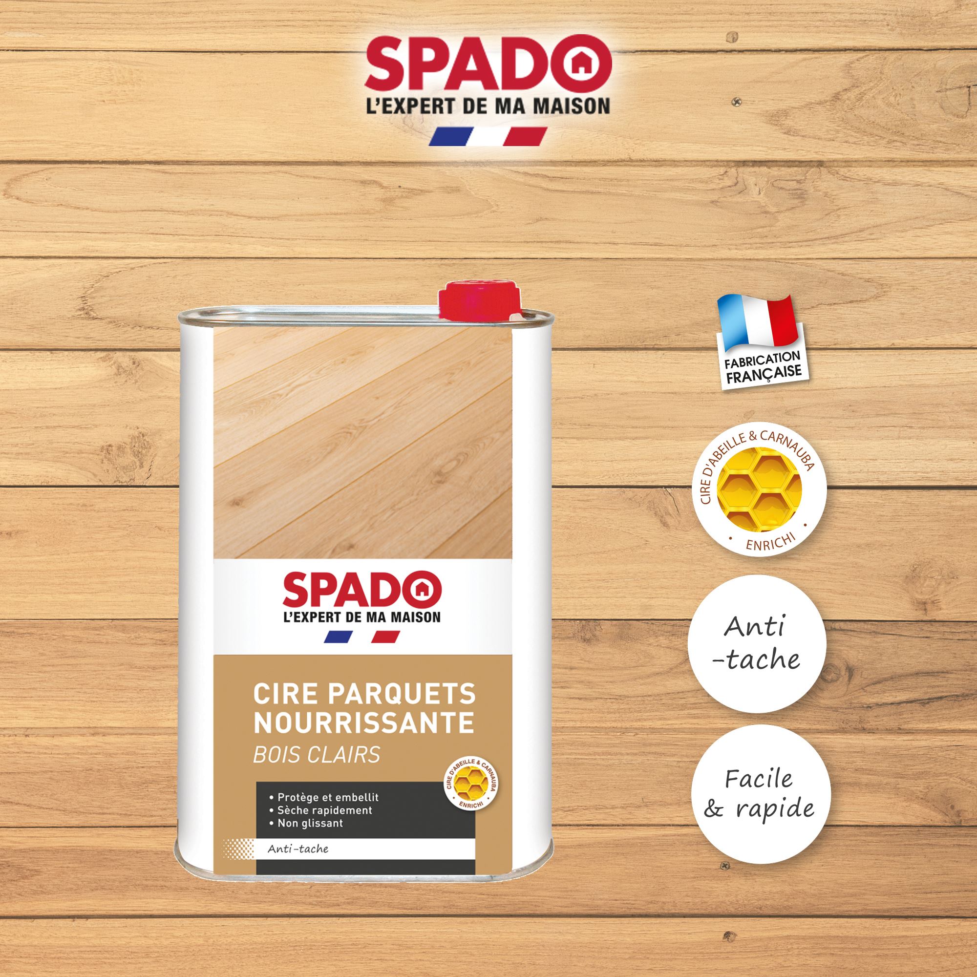 Cire parquet chêne clair 1L Spado