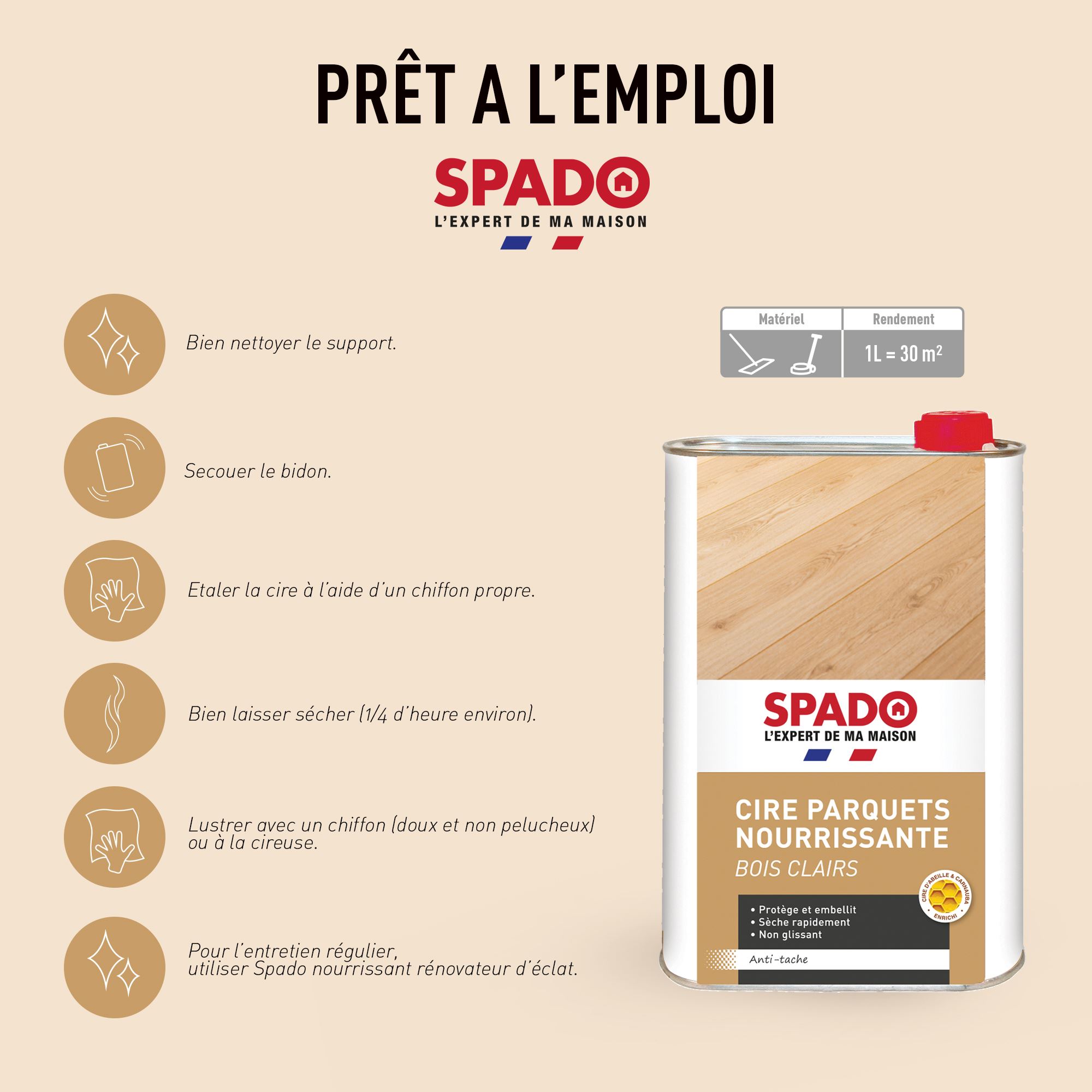 SPADO - Nettoyant tous parquets - Nettoie, embellit et parfume