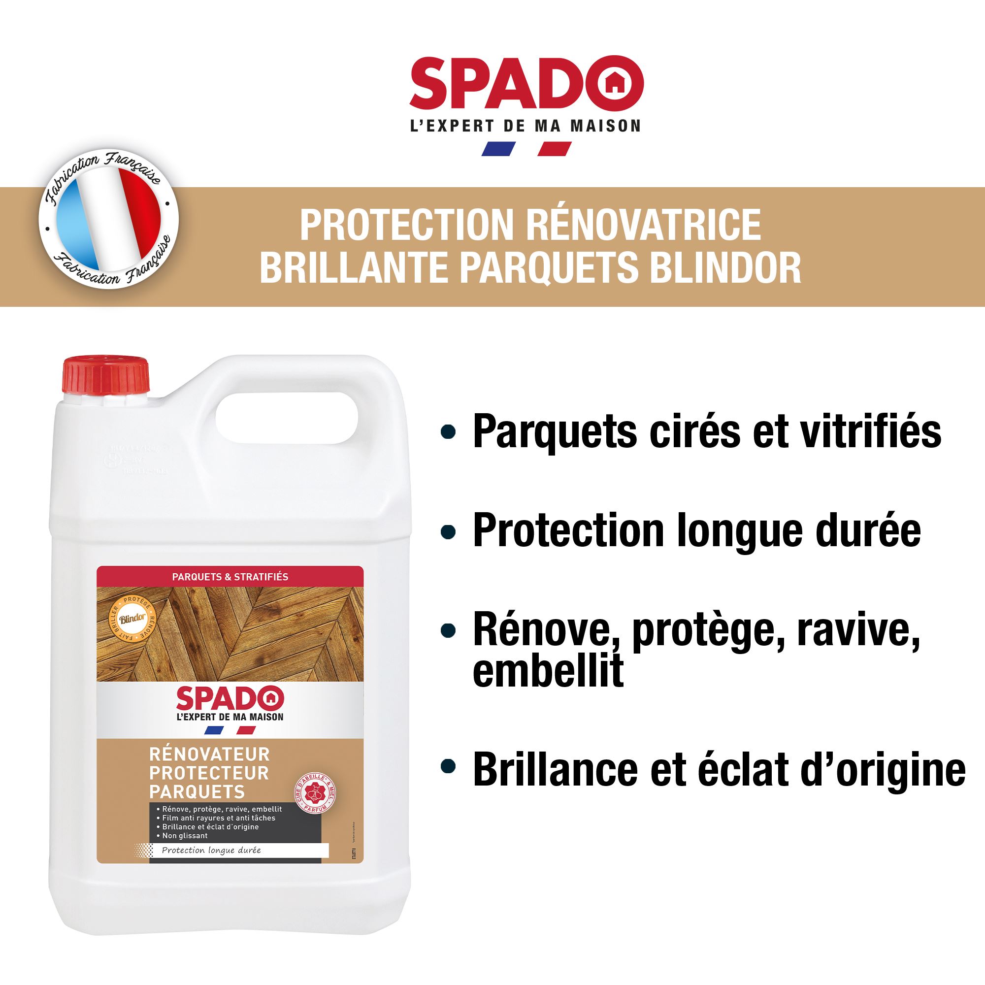 Protection rénovatrice brillante sols carrelés et vinyle PVC 1L SPADO