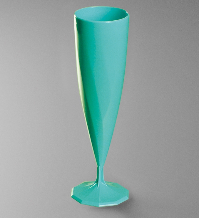 Flute jetable champagne réutilisable turquoise 13 cl Voussert