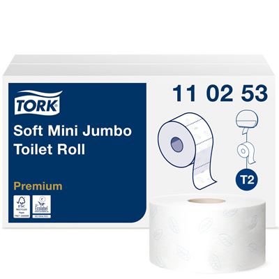 Papier toilette mini jumbo Tork doux gaufré 170 m colis de 12