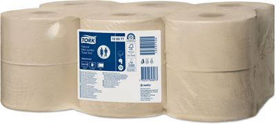 Papier toilette mini jumbo Tork naturel 170m colis de 12