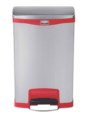 Poubelle Slim Jim Rubbermaid 50 L gris et rouge