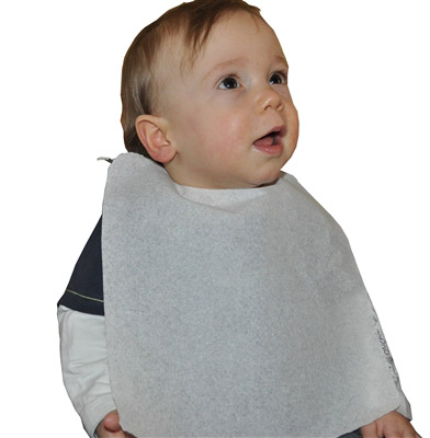 Bavoir jetable bébé ouate blanc 45gr/m2 grand modèle colis 1500