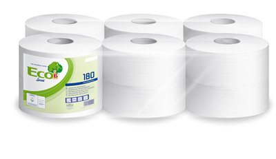 Papier toilette mini jumbo blanc 180 m 2 plis par 12