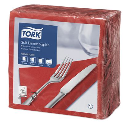 Serviette papier Tork rouge cerise 39x39 3 plis colis de 1200