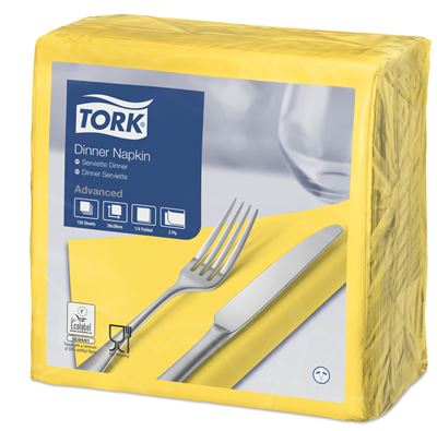 Serviette papier Tork 39x39 2 plis jaune colis de 1800