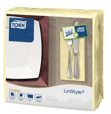 Serviette Tork Linstyle dinner champagne les 600