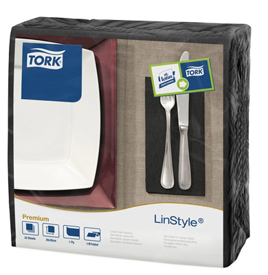 Serviette Tork Linstyle dinner noire les 600