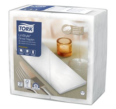 Serviette Tork Linstyle dinner blanche les 700