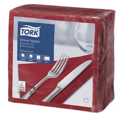 Serviette papier Tork 39x39 2 plis bordeaux colis de 1800