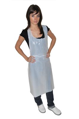 Tablier jetable plastique blanc sachet de 100