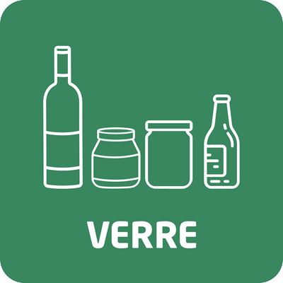 Sticker tri sélectif vert pour verre 132x132 mm