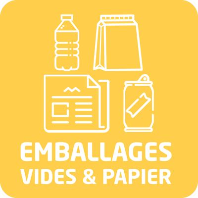 Sticker tri sélectif jaune pour emballages 132x132 mm