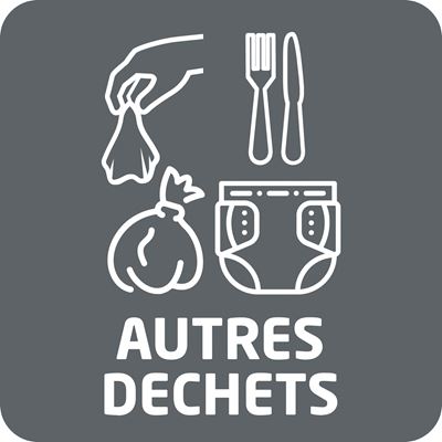 Sticker tri sélectif gris pour autres déchets 132x132 mm