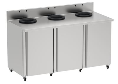 Poubelle de tri sélectif restaurant trinox 3x110L