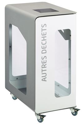 Poubelle de tri sélectif vigipirate à roulettes 90L autres déchets cubatri blanc