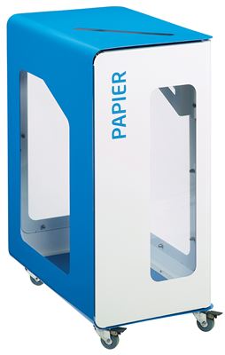 Poubelle de tri sélectif vigipirate à roulettes 90L papier cubatri blanc