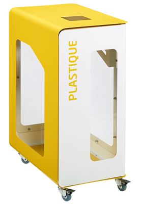 Poubelle de tri sélectif vigipirate à roulettes 90L plastique cubatri blanc