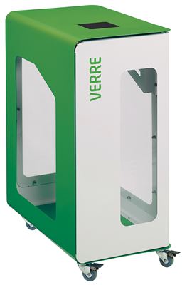 Poubelle de tri sélectif vigipirate à roulettes 90L verre cubatri blanc