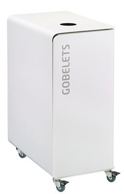 Poubelle de tri sélectif à roulettes 90L gobelets cubatri blanc