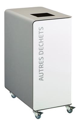 Poubelle de tri sélectif à roulettes 90L autres déchets cubatri blanc