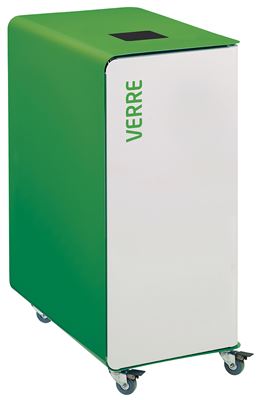 Poubelle de tri sélectif à roulettes 90L verre cubatri blanc