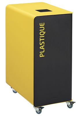Poubelle de tri sélectif à roulettes 90L plastique cubatri