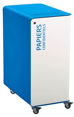 Poubelle de tri sélectif à roulettes 90L papiers confidentiels cubatri blanc