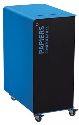 Poubelle de tri sélectif à roulettes 90L papiers confidentiels cubatri