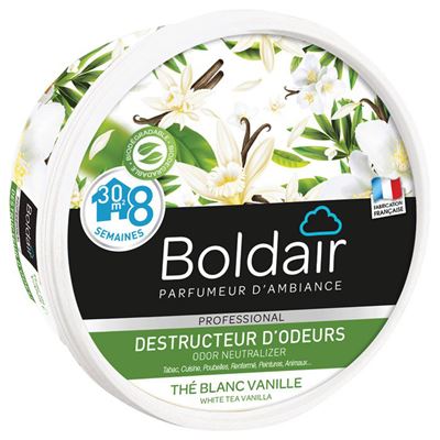 Boldair gel destructeur d’odeur the blanc vanille 300 grs