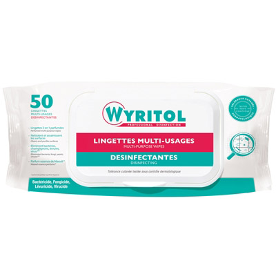 Wyritol lingettes désinfectantes EN14476 par 50