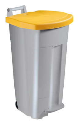 Poubelle tri cuisine 90 L grise couvercle jaune