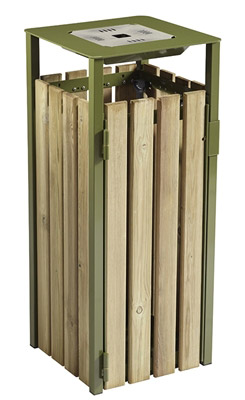 Poubelle bois exterieure avec cendrier Rossignol 110L vert olive