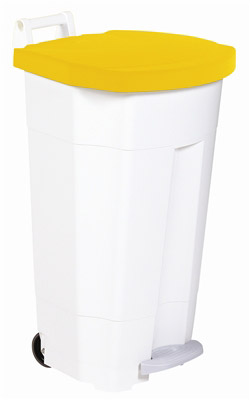 Poubelle tri cuisine 90 L couvercle jaune