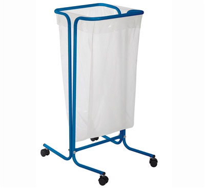 Support sac poubelle 110 litres sur roulettes bleu