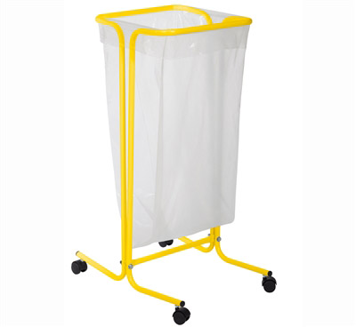 Support sac poubelle 110 litres sur roulettes jaune