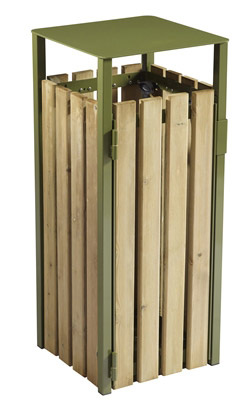 Poubelle exterieure bois Rossignol 110L vert olive