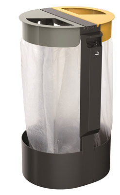 Support sac poubelle poser ou fixer rossignol deux flux jaune et gris
