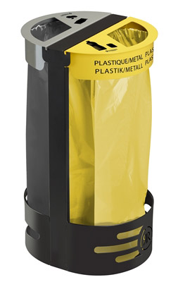 Support sac tri sélectif extérieur jaune gris Rossignol