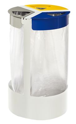 Support sac poubelle triple flux bleu jaune et gris rossignol