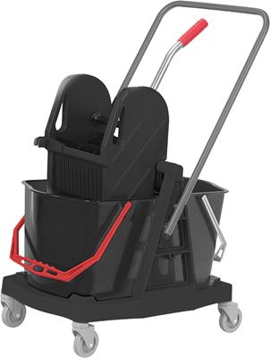 Chariot de nettoyage Poly II, 2 seaux de 4 L, 2 seaux de 15 L, presse à  mâchoires et porte-balai acheter à prix avantageux