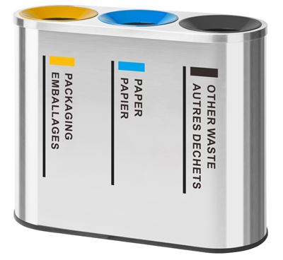 Poubelle tri sélectif inox 3 flux