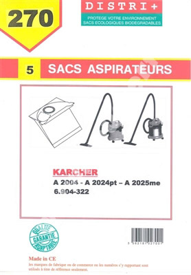 Sac aspirateur Karcher A2003 A2004 A2024PT A2025 205ME WD2200/99