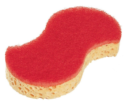 Tampon éponge rouge grattante Spontex - Voussert