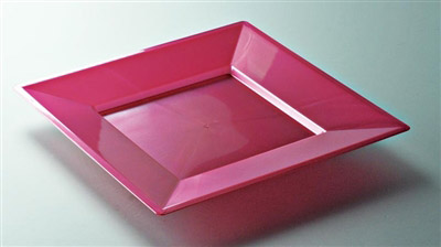 Assiette plastique couleur magenta carré 180 par 72