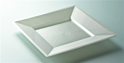 Assiette plastique couleur nacre carré 180 par 72