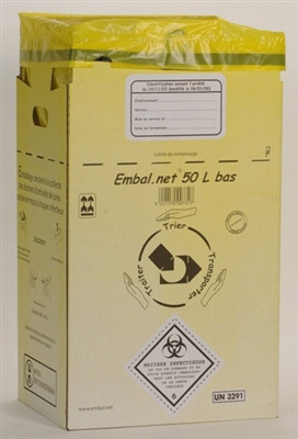 Caisse Dasri dechets infectieux 50 L NFX 30507 basse paquet de 10