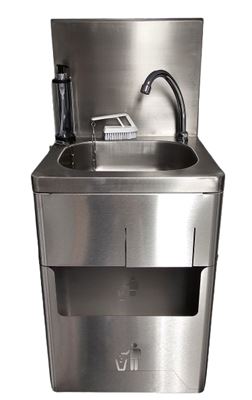 Lave main inox 304 avec dosseret et poubelle